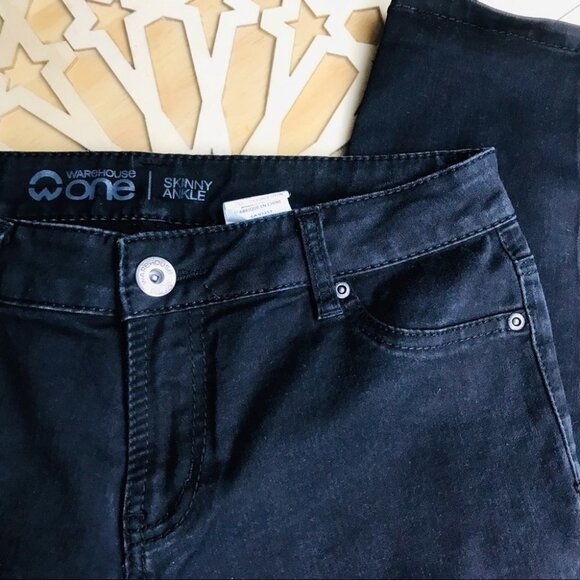 Warehouse One Black Skinny Ankle Jean Women size 30 - Picture 5 of 8